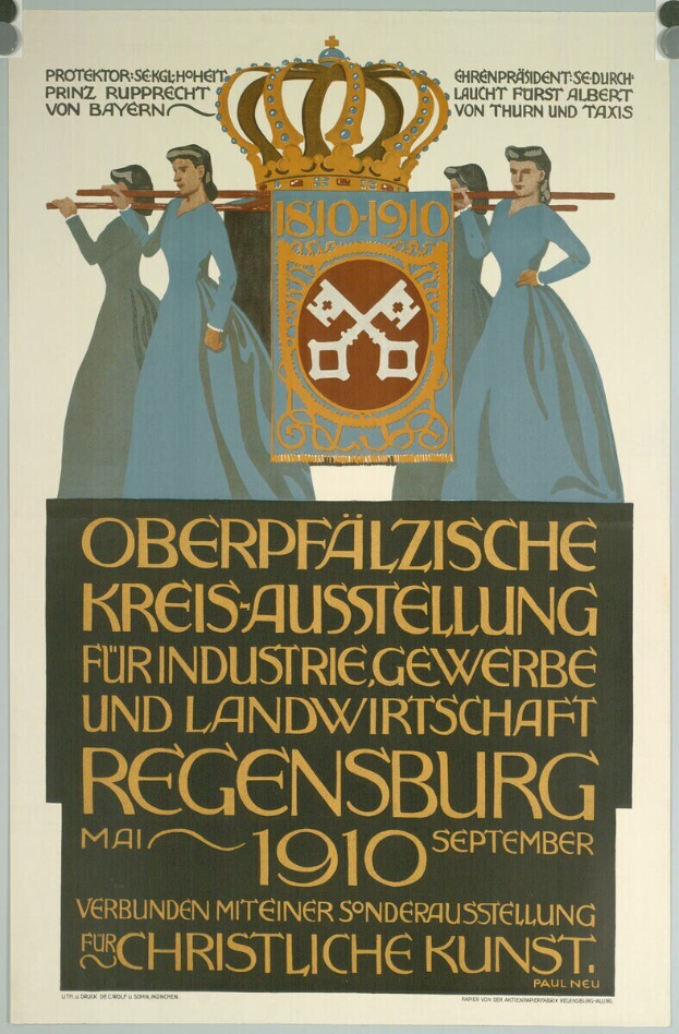 Plakat zur deutschen Revolution von 1910 mit einer Gruppe von Menschen und einer Krone, sowie Text mit Ereignisinformationen.