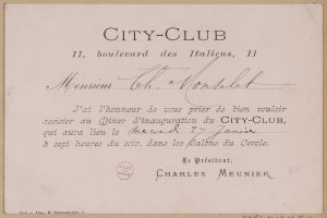 Dokument mit den Worten "Stadtclub" und zusätzlichem Text, mit einem Stempel versehen.