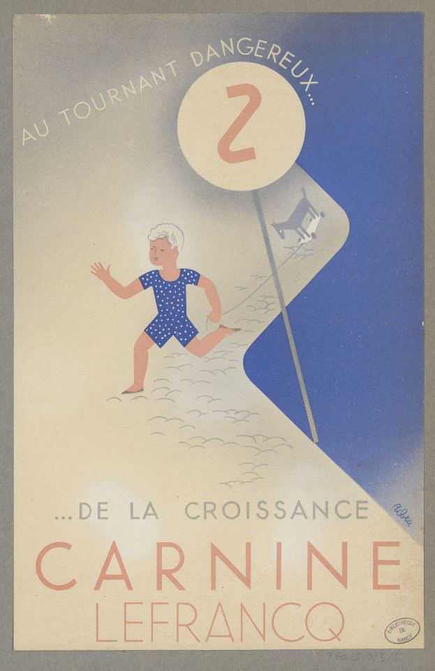 Plakat für einen Karneval in Frankreich mit einer Person in einer hellgelben Robe, die strahlend in der Mitte steht, umgeben von schwarzem, fetten Text, der "Karneval" lautet.