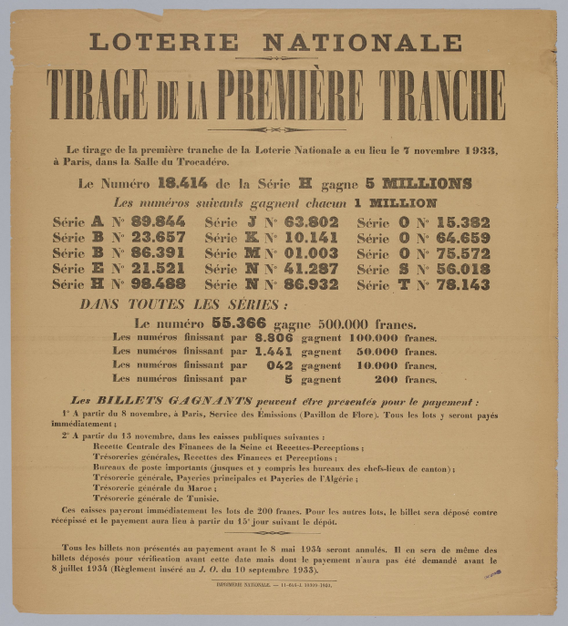 Lotterielos für die "Loterie Nationale Première Tranche"-Ziehung.